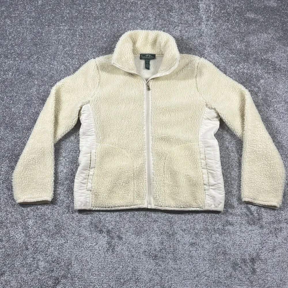 Lauren Ralph Lauren Active Jacket Womens Medium Teddy Zip Up Ivory *Description*
